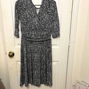 Cold water Creek Elegant Black and White Patterned Dress  sz 12